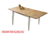 Yanlardan Açılır Yakamoz 90x60 cm Ceviz Masa 4 Adet Ay Sandalye - 3