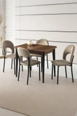 Yanlardan Açılır Yakamoz 90x60 cm Ceviz Masa 4 Adet Ay Sandalye - 1