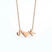 14 Ayar Altın Kaplama Kişiye Özel İki Harfli Kalp Gümüş Kolye - CN00434 thumbnail 6