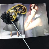 Lüks Taşlı Saplı Balo Maskesi Siyah Renk thumbnail 3