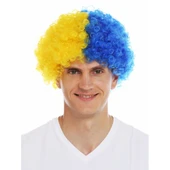 Sarı Lacivert Kıvırcık Afro Bonus Taraftar Peruğu thumbnail 2