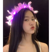 Led Işıklı RGB 3 Fonksiyonlu Otrişli Parti Tacı Pembe Renk thumbnail 1