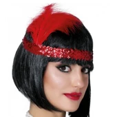 Kırmızı Renk Çarliston Saç Bandı - 1