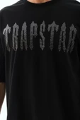Unisex Oversize Taşlı Bisiklet Yaka T-Shirt - Siyah - 3