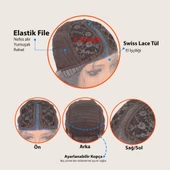 Açık Kahverengi / Önler Platin Işıltılı Tül Peruk thumbnail 6