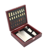 Ahşap Kutulu Satrançlı Matara Seti 8 oz - 1