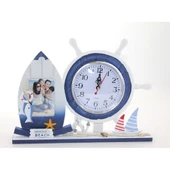 Ahşap Marin Dümenli Çerçeveli Saat Model 1 - 1