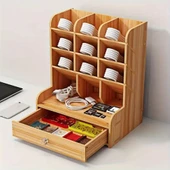 Bölmeli ve Çekmeceli Ahşap Organizer thumbnail 2