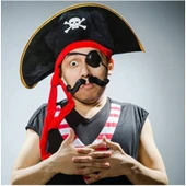 Yetişkin Boy Kadife Kaptan Jack Sparrow Korsan Şapkası ve Plastik Korsan Göz Maskesi - 2