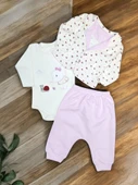 Çicek Desenli Hırkalı Kız Bebek Takım - 1