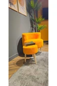 DEKOR MOBİLYACIM Çay Seti Tekli Koltuk Berjer Ve Puf Takımı (salon, Balkon, Ofis) 2 Li Takım Turuncu - 3
