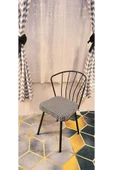 DEKOR MOBİLYACIM Dekor Mobilyacım Güneş Sandalye 2 Adet Siyah Mutfak Salon Yemek Odası Sandalyesi Metal Ayak - 3
