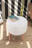 DEKOR MOBİLYACIM Yuvarlak Beyaz Peluş Puf Pf10351925 - 1
