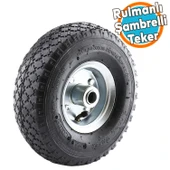 El Arabası Yük Taşıma Tekeri Siboplu Bilyeli Rulmanlı Havalı Dublex 260x80 mm Çelik Jant Tekerlek - 1