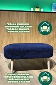DEKOR MOBİLYACIM KOPYA - Paris Retro Ahşap Ayaklı Geniş Oturum Alanlı Oval Bench Puf Lacivert - 1