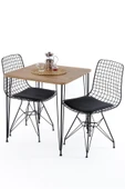 DEKOR MOBİLYACIM Deri Mutak Balkon Masası 2 Adet Tel Sandalye 70 x 70 Kahverengi 70 x 70 Retro Sabit Suntalam 1 Yıl - 1