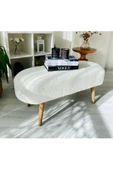 DEKOR MOBİLYACIM Geniş Oturum Alanlı Oval Bench Puf Beyaz PELUŞ  Kumaş kedi pufu   kedi oturağı - 1