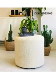 DEKOR MOBİLYACIM Handmade Krem Tedy Kumaş Silindir Dekoratif Pufidik Puf Bench - 1