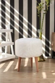 DEKOR MOBİLYACIM Yuvarlak Beyaz Peluş Puf Pf10351925 - 3