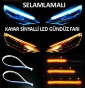 Volkswagen Golf Far İçi Üstü Kayar Sinyalli Gündüz Ledi Far Kaşı 45 cm 2 adet thumbnail 2