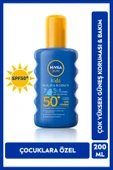 NIVEA SUN SPF50 Çocuklar İçin Güneş Koruyucu Vücut Spreyi 200ml, Anında UVA Koruması, 5i 1Arada Bakım, Nem - 1
