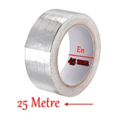Yapışkanlı Fiberglas Lif Takviyeli Alüminyum Folyo Bant 45 mm x 25 Metre Yanmaz Soba Borusu Bandı thumbnail 4