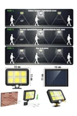 3 Modlu 120 Cob Led Kumandalı Solar Panel Güneş Enerjili Duvar Lambası Bahçe Lambası - 3