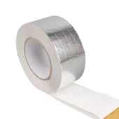 Yapışkanlı Fiberglas Lif Takviyeli Alüminyum Folyo Bant 45 mm x 25 Metre Yanmaz Soba Borusu Bandı - 7