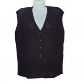 Battal Boy Sıfır Kol İnce Desenli Kadın Triko Hırka - 6