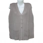 Battal Boy Sıfır Kol İnce Desenli Kadın Triko Hırka - 8