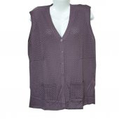 Battal Boy Sıfır Kol İnce Desenli Kadın Triko Hırka - 9