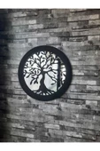 Mry Ahsap Aynalı Hayat Ağacı Siyah Hediye Duvar Dekorasyon Yatak Odası Banyo Oturma Odası Giriş 50x50 - 3