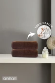 2'li Kahverengi El Havlusu - 50x90 Cm, 225 Gr, %100 Pamuk, Spa Ve Otel Havlusu, Günlük Kullanıma Uygun - 1