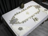 Fransız Güpürlü Kelebek Masa Örtüsü Takımı 26 Parça Krem Gold thumbnail 1