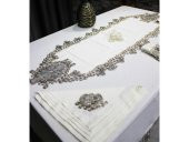 Fransız Güpürlü Kelebek Masa Örtüsü Takımı 26 Parça Krem Gold thumbnail 4