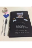 Tasarım Siyah Defter Siyah Yapraklı Defter - Siyah Sayfalı Defter Beyaz Jel Kalem Renkli Küp Blok 8 X 8 Cm - 5
