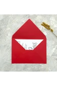 BuseDesign 50 Adet Davetiye Kartpostal Mektup Zarfı (13x18 Cm) - Kırmızı Renk - 3