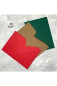 BuseDesign 15 Adet Karışık Renk 13*18 Cm Davetiye Mektup Kartpostal Zarfı - 1