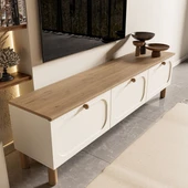 1280 Monza 180 Cm (Membran MDF Kapaklı) Bohem Tv Ünitesi Sepet-Beyaz - 5