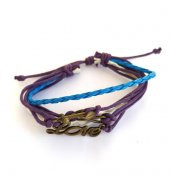 Çapa Sonsuzluk Love Ayarlanabilir İp Bileklik Mor thumbnail 2