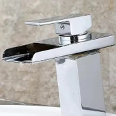 LAVABO BATARYASI KROM ŞELALE KARE GÖVDE EĞİMLİ HAVZA BANYO ARMATÜR ÇİFT GİRİŞ LÜKS ERGONAMİK - 5