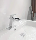 LAVABO BATARYASI KROM ŞELALE KARE GÖVDE EĞİMLİ HAVZA BANYO ARMATÜR ÇİFT GİRİŞ LÜKS ERGONAMİK - 4