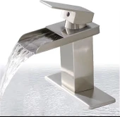LAVABO BATARYASI INOX ŞELALE KARE GÖVDE EĞİMLİ HAVZA BANYO ARMATÜR ÇİFT GİRİŞ LÜKS ERGONAMİK MAT GRİ - 1