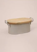 THE MİA STRİPE AHŞAP KAPAKLI EKMEK SAKLAMA KUTUSU BEJ 40*22*18 CM - 2