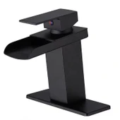 LAVABO BATARYASI MAT SİYAH ŞELALE KARE GÖVDE EĞİMLİ HAVZA BANYO ARMATÜR ÇİFT GİRİŞ LÜKS ERGONAMİK - 6