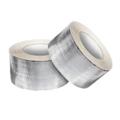 Yapışkanlı Fiberglas Lif Takviyeli Alüminyum Folyo Bant 96 mm x 25 Metre Yanmaz Yalıtım Bandı thumbnail 8