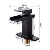 LAVABO BATARYASI MAT SİYAH ŞELALE KARE GÖVDE EĞİMLİ HAVZA BANYO ARMATÜR ÇİFT GİRİŞ LÜKS ERGONAMİK - 8