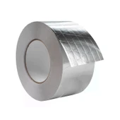 Yapışkanlı Fiberglas Lif Takviyeli Alüminyum Folyo Bant 96 mm x 25 Metre Yanmaz Yalıtım Bandı thumbnail 5