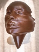 Soyut 3D Yüz Heykeli – Modern Duvar Sanatı | El Yapımı Dekoratif Mask | 48x32 cm Çağdaş Heykel Duvar Dekoru - 4