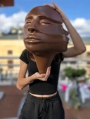 Soyut 3D Yüz Heykeli – Modern Duvar Sanatı | El Yapımı Dekoratif Mask | 48x32 cm Çağdaş Heykel Duvar Dekoru - 1